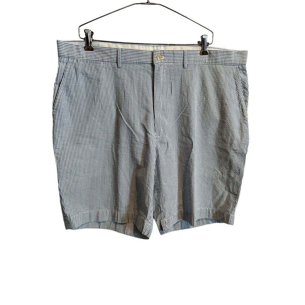Polo Ralph Lauren Seersucker Chino Shorts Men 40 Blue 9.5" Striped Flat Front